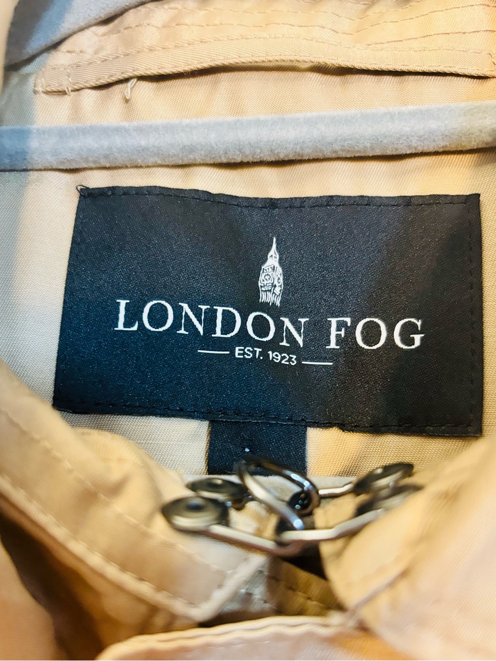 NWOT London Fog Beige Double-Breasted Trench Coat with Waist Tie - Picture 6 of 11